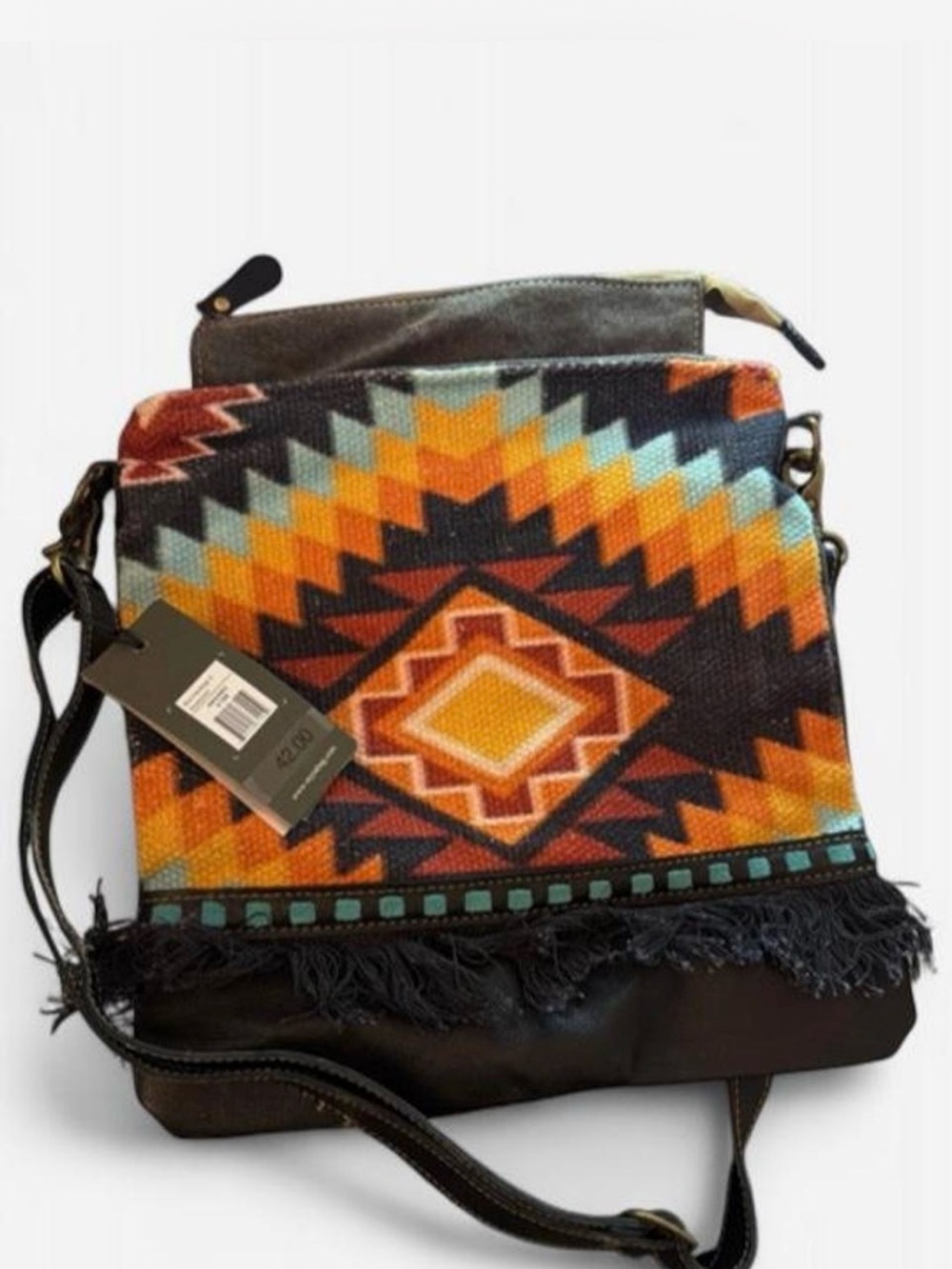 Myra Bag Southwestern Crossbody in Orange, Teal, Black and Cream